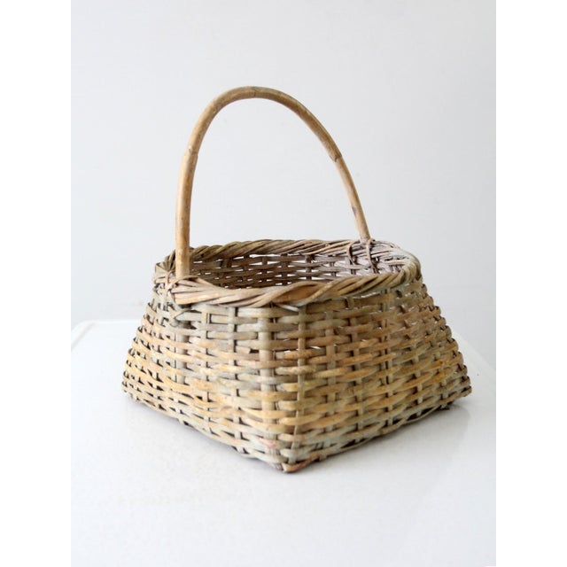 Wood Vintage Handwoven Cottage Basket For Sale - Image 7 of 12
