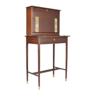 French Sheraton Revival Bonheur Du Jour Writing Desk With Leather Top, 1930s For Sale