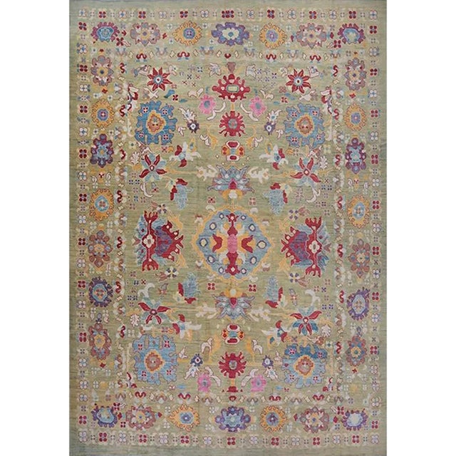 Handwoven Persian Sultanabad Area Rug 13’7″ X 19’5″ For Sale