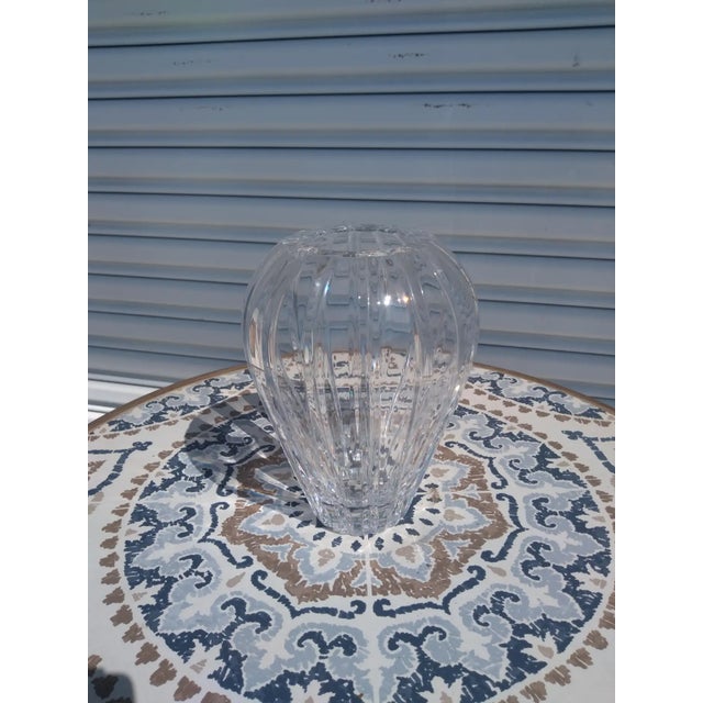 Mid-Century Modern Heavy Etched Crystal Vase For Sale - Image 3 of 5