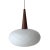 1960s Opaline Glass and Teak Pendent Lamp by Louis Kalff for Philips, 1960s For Sale - Image 5 of 5