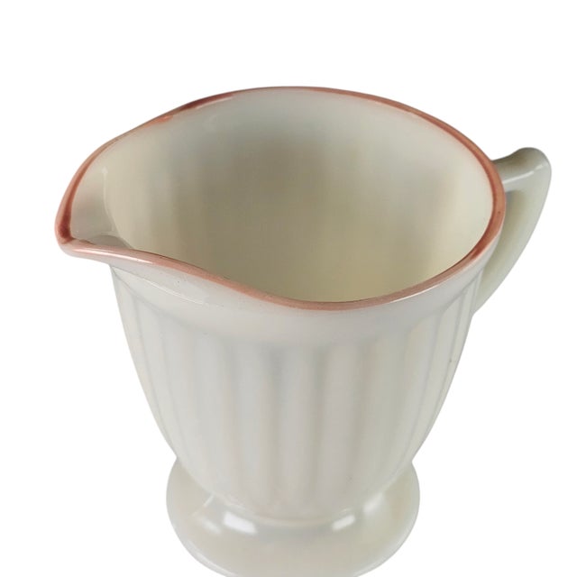 Vintage Macbeth Evans Cremax Petalware Creamer – 4.25” Pastel Pink Band For Sale In San Francisco - Image 6 of 10