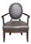 Late 20th Century Oval X-Back Arm Chair Barbara Barry for Baker Furniture Brown Leather Fabric For Sale