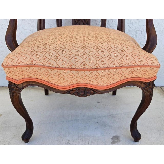 19th Century Antique Art Nouveau Edwardian Carved Walnut Armchair For Sale - Image 13 of 16