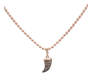 Diamond Horn 14k Rose Gold Charm Pendant Necklace by Sydney Evan