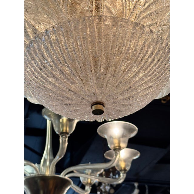 Murano Granola Glass 2-Tier Leaf Form Flush Mount Chandelier For Sale In Dallas - Image 6 of 8