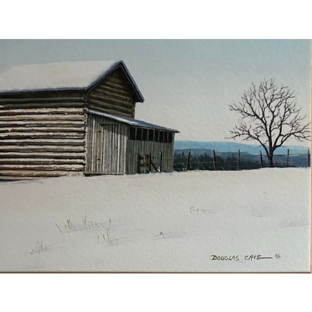 Original Realistic Framed Landscape Watercolor of Farmhouse by Douglas Cave For Sale - Image 4 of 6