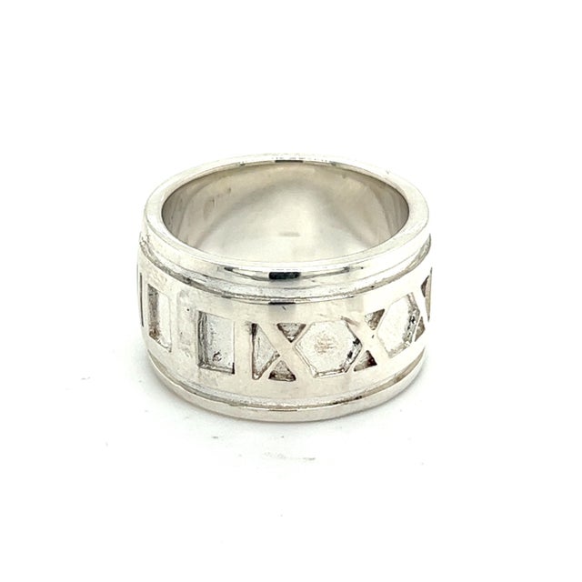 1990s Tiffany & Co Authentic Estate Atlas Ring Size 5 Silver 11 mm For Sale - Image 4 of 6