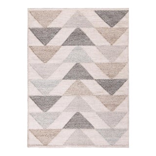 Rug & Kilim’s Scandinavian Style Geometric Cream & Gray Wool Kilim Outdoor Rug - 12'x18' For Sale