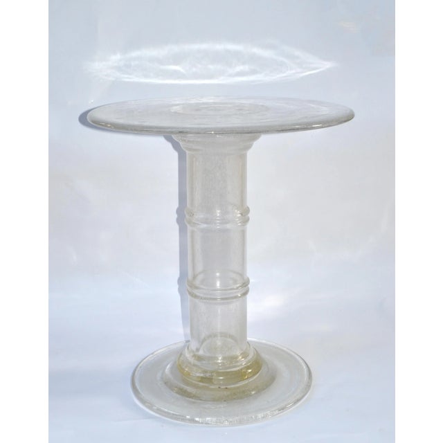 1980s 1980s Murano Attributed Clear Blown Art Glass Round Side Table For Sale - Image 5 of 13