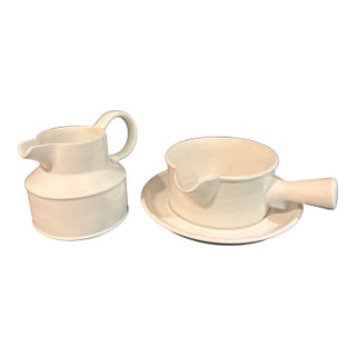 Late 20th Century Mid Century Modern Style Stonehenge White Midwinter Serving Pieces - Set of Three For Sale
