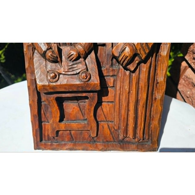 1920s Art Deco Wooden Pharmacy Plaque with Carved Bas-Relief, 1920s For Sale - Image 5 of 9