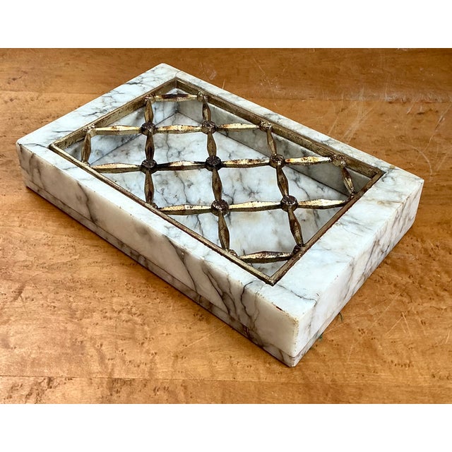 Vintage Marble and Brass Decorative Dresser Tray For Sale - Image 4 of 12