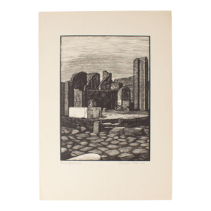 1930s “Pompei - One Way” Woodcut Print by Nino Finamore