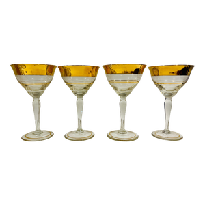 Vintage Dorothy Thorpe Golden Band Dtc30 Wine Glass - Set of 4