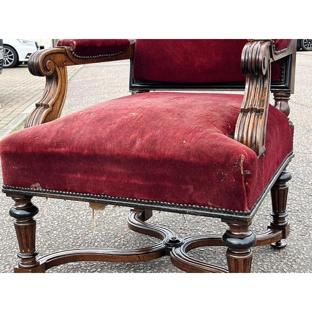 Victorian Walnut Country House Armchair For Sale - Image 8 of 11