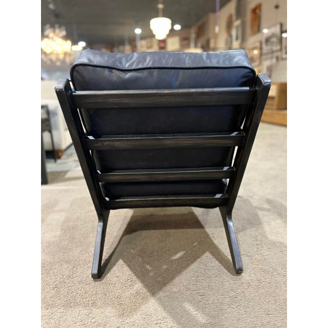 Four Hands Black Leather & Wood Frame "Brooks" Lounge Chair For Sale - Image 4 of 8