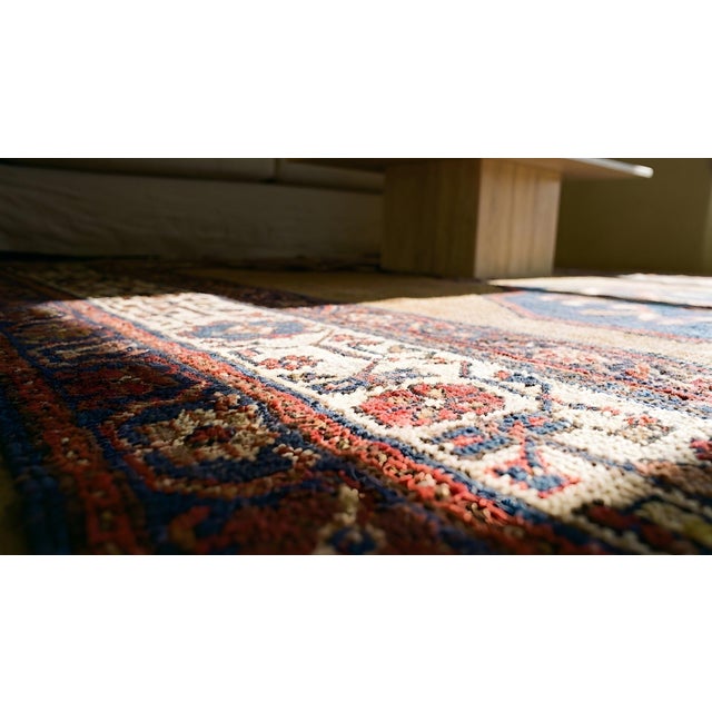 Textile Exceptional Brown-Sienna Color and Multi Color Border With Geometric Pattern Antique Persian Bijar Rug For Sale - Image 7 of 9