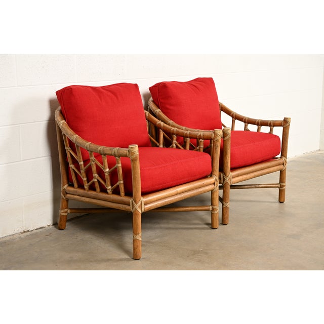 McGuire Mid-Century Hollywood Regency Bamboo Rattan Lounge Chair For Sale - Image 14 of 15