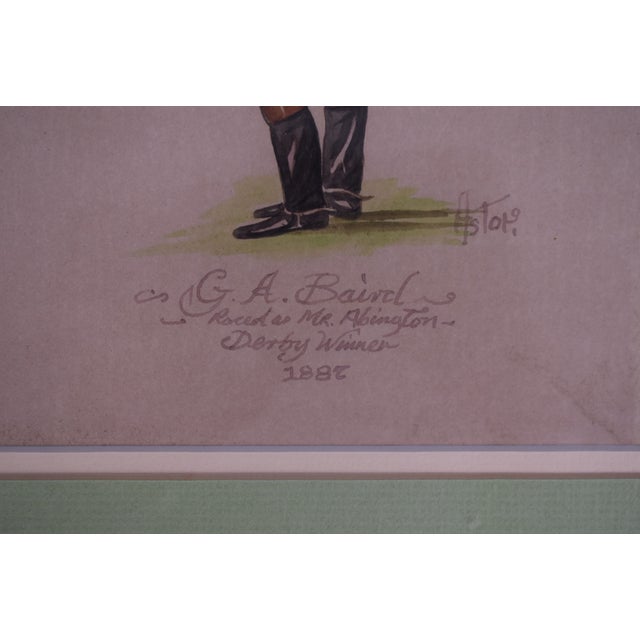 Traditional g.a. Baird Jockey Raced as Mr. Abington Derby Won 1887 Watercolour by Astor For Sale - Image 3 of 5