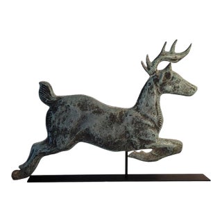 20th Century Full Body Copper Deer Weather Vane Mounted For Sale