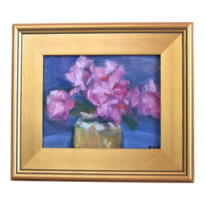 Impressionist Floral Bouquet Flowers Painting Including the Antiqued Gold Wood Frame
