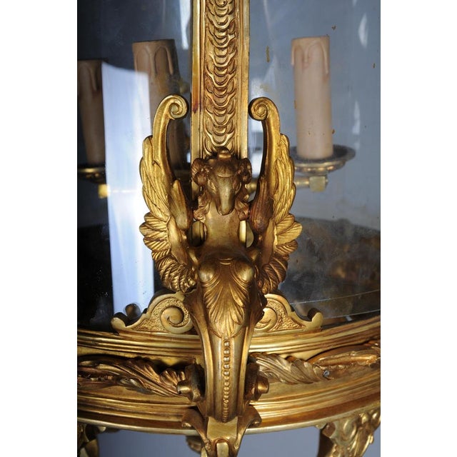 French Fire Bronze & Brass Lantern Hanging Light For Sale - Image 14 of 17