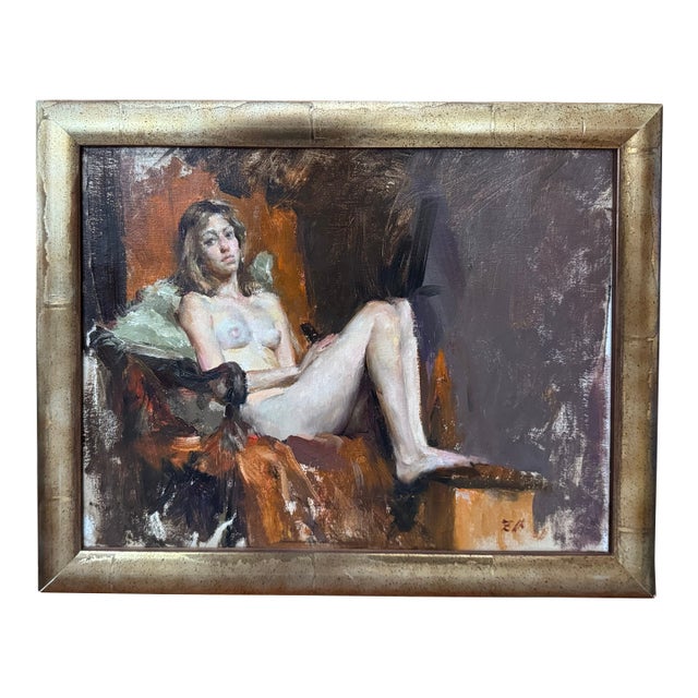 Seated Nude by Mary Qian, Oil on Canvas For Sale