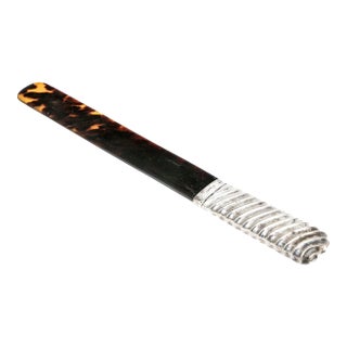 Antique Sterling Silver Mounted Faux Tortoiseshell Page Turners For Sale
