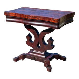 Antique American Empire Flame Mahogany Game Table C. 1840 For Sale