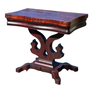 Antique American Empire Flame Mahogany Game Table C. 1840