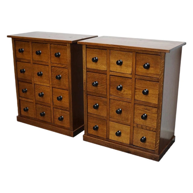 Vintage French Oak Apothecary Cabinet, 1930s For Sale