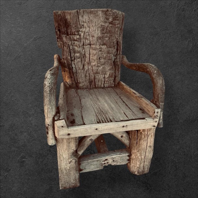 Brown Antique Rustic Armchairs, 1830, Set of 4 For Sale - Image 8 of 10