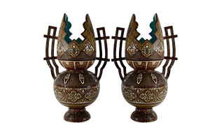 Cloisonné Ceramic Vases, 1890s, Set of 2