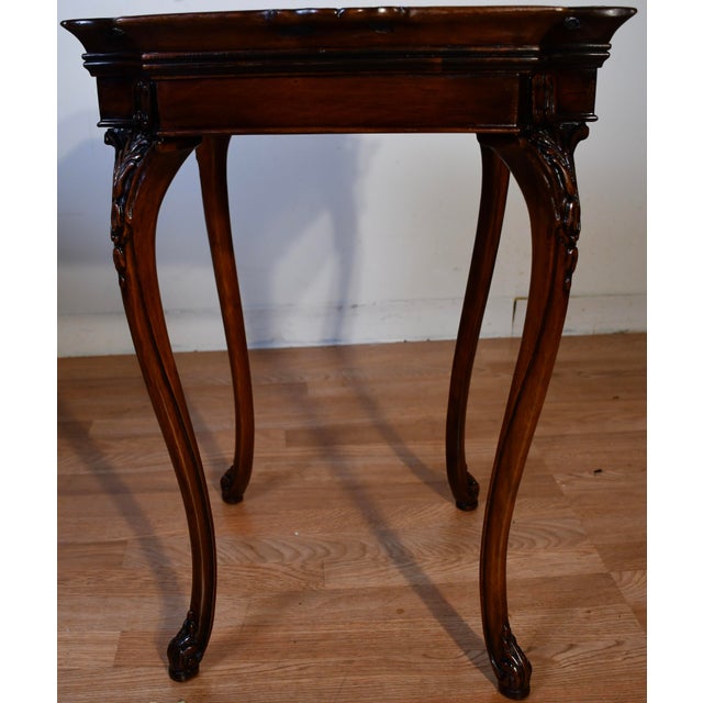 1940s Pair of English Chippendale Carved Mahogany Side Tables / End Tables For Sale - Image 16 of 18