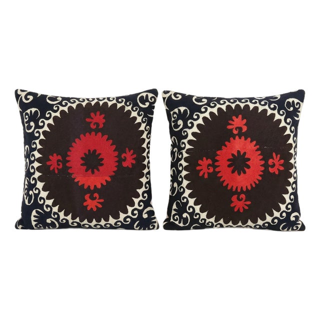 Tashkent Suzani Pillow Cover 24'' X 24'' - Set of Two For Sale