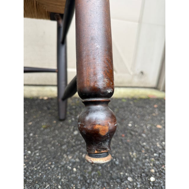 Antique English High Ladder Back Rush Seat Side Chair For Sale - Image 18 of 18