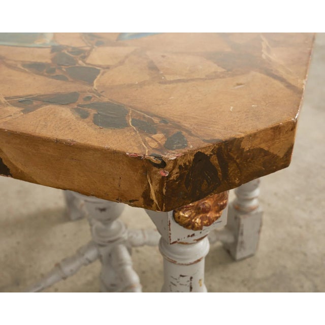 Louis XIV Style Center Table Painted by Artist Ira Yeager For Sale - Image 9 of 13