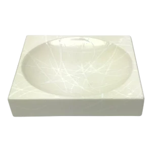 Mid 20th Century Square Meets Round Drizzle Glazed Shallow Dish