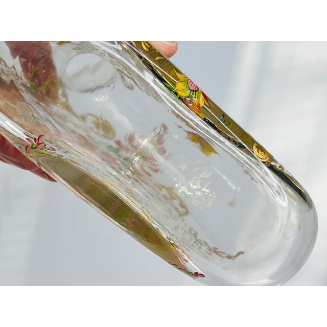 Vintage Italian Mariano Glass Hand Painted Enameled Bird Floral Perfume Bottle For Sale - Image 11 of 11