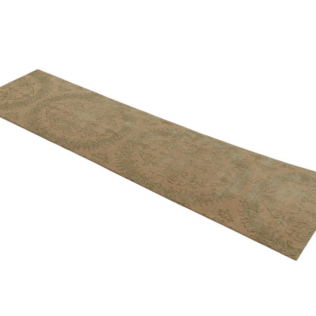 Rug & Kilim Rug & Kilim’s European Style Runner Rug in Gold With Floral Medallions “Catana” For Sale - Image 4 of 8