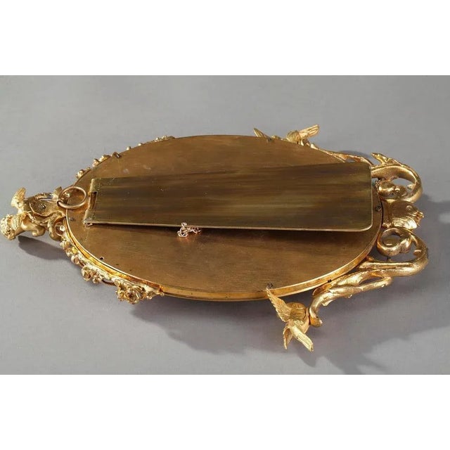 19th Century Napoleon III Champlevé Enameled Gilt Bronze Standing Mirror For Sale - Image 16 of 17