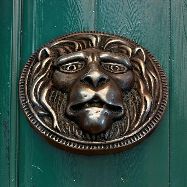 Pair of Vintage Cast Bronze Lion Head Paperweights For Sale In West Palm - Image 6 of 10