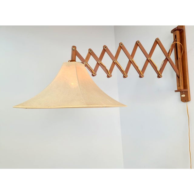Scandinavian Teak Scissors Wall Lamp, 1950s For Sale - Image 4 of 7