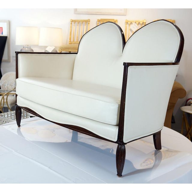 1920's French Art Deco Leather Loveseat | Chairish