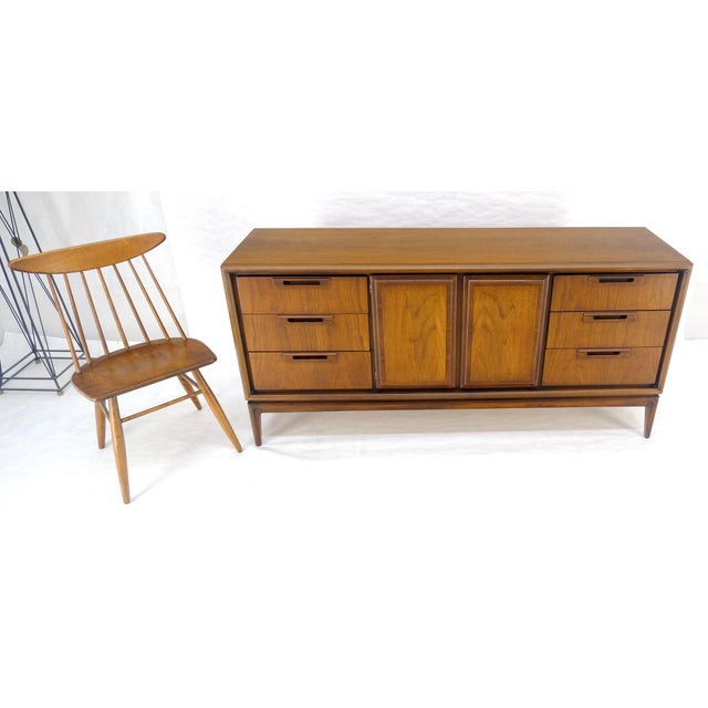 American Walnut Danish Mid Century Modern 6 Drawer Two Doors Compartment Dresser For Sale - Image 9 of 14
