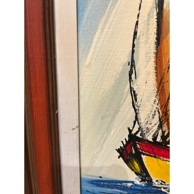 Mid-Century Modern Vintage Mid-Century Sailboat "Couch Painting" For Sale - Image 3 of 8