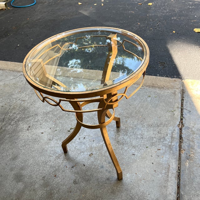 Modern 1980s Arteriors Modern Gold Leaf Finished Cinched Waist Side Table For Sale - Image 3 of 12