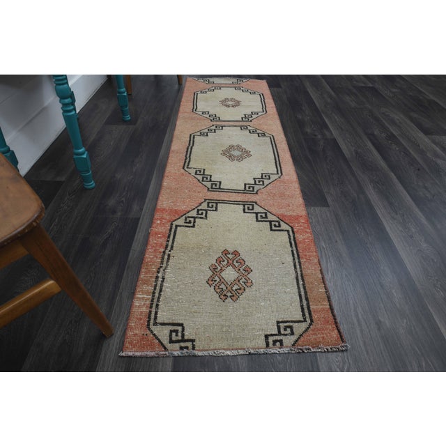 Islamic 1970s Vintage Handmade Wool Cotton Orange Runner Rug For Sale - Image 3 of 10
