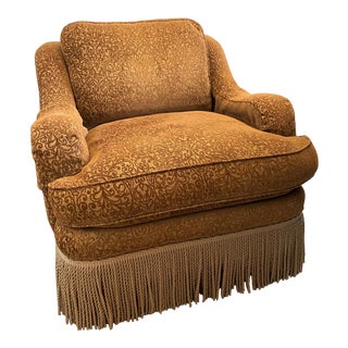 Sherrill Furniture Swivel Mah Upholstered Chair Sonic Bronze Color. For Sale